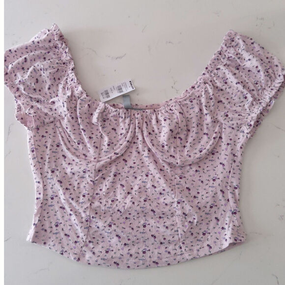⏳Sky & Sparrow pink coquette Crop top w underwire ditsy floral cottagecore, Boho - Picture 1 of 9